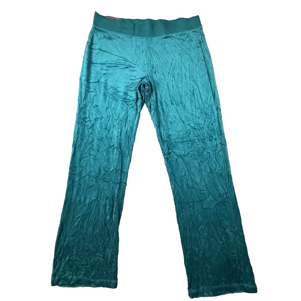 Tek Gear Women's L (36.5x33) NWT Teal Velour/Plush Lounge Relaxed Wide Leg Pants